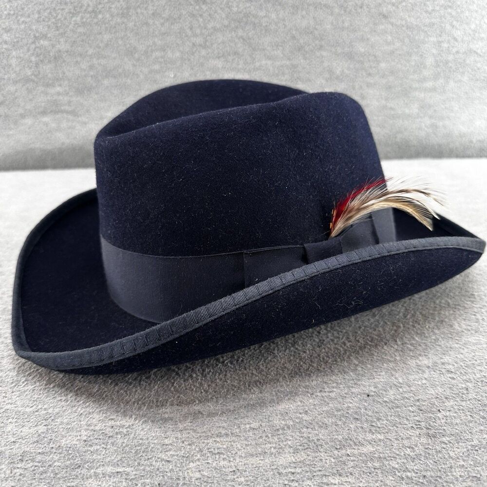 DESIGNER COLLECTION - Men's The Best Broner Godfather Blue Fedora Hat  H6
